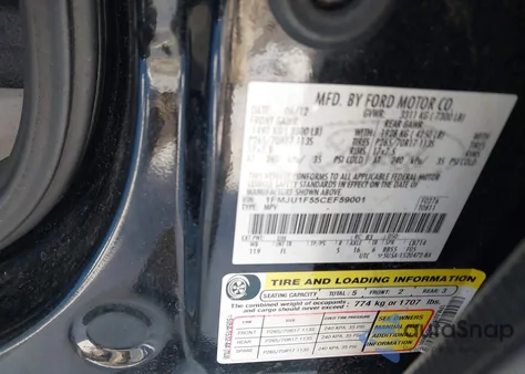 2012 Ford Expedition Xl z USA, uszkodzony, nr VIN 1FMJU1F55CEF59001